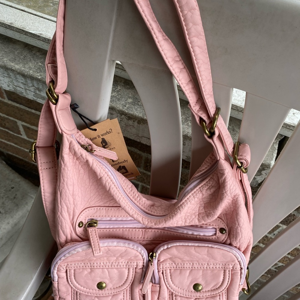 AMPERE CREATIONS Convertible Crossbody Backpack - Rose Pink NWT